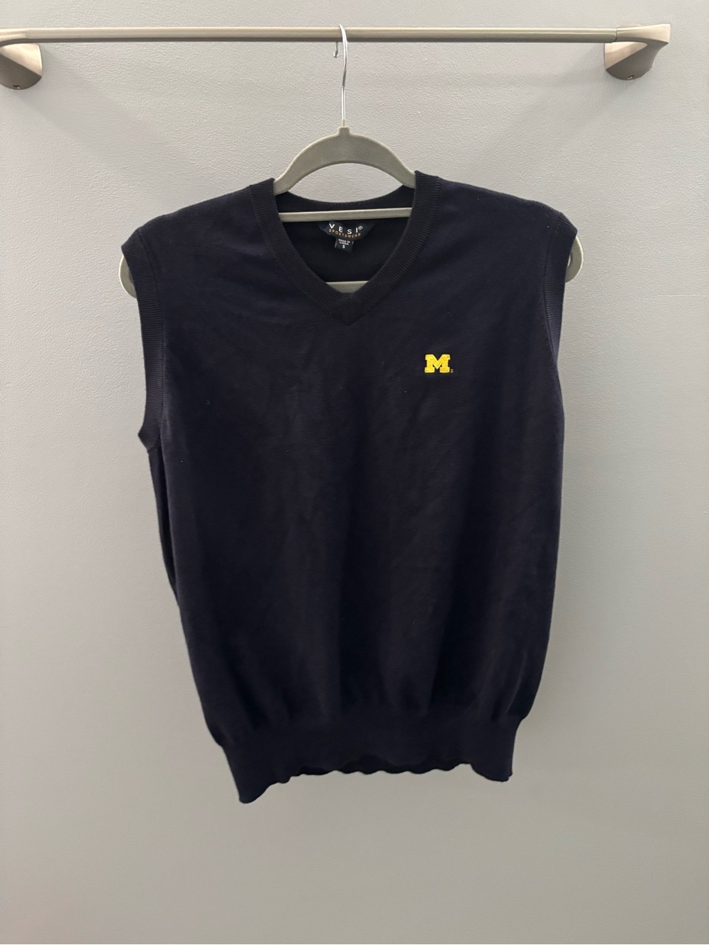 University of Michigan Men's Navy V-Neck Sweater Vest